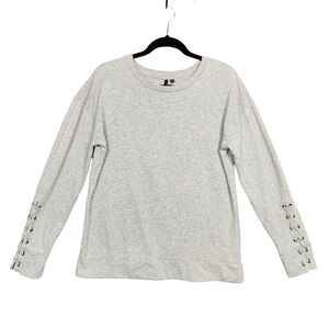 JOE'S JEANS COLLECTION Gray Lace Up Sleeve Distressed Sweatshirt SIZE SMALL